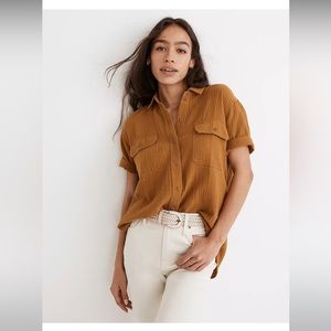 Madewell Lightspun Short-Sleeve Flap-Pocket Shirt NWT size XS